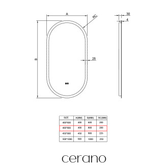 CERANO - Koupelnové LED zrcadlo Toro - Ø 40x80 cm