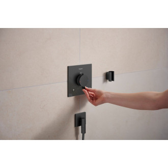 Podomítkový vývod Hansgrohe FixFit Fine E se zpětným ventilem kartáčovaný černý chrom 28883340