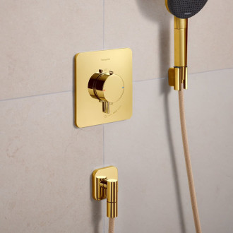 Podomítkový vývod Hansgrohe FixFit Fine Q se zpětným ventilem leštěný vzhled zlata 28884990