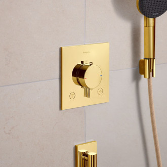 Sprchová a vanová baterie Hansgrohe Ecostat Comfort E bez podomítkového tělesa leštěný vzhled zlata 33711990