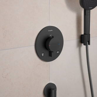 Sprchová a vanová baterie Hansgrohe Ecostat Comfort S bez podomítkového tělesa kartáčovaný černý chrom 33715340