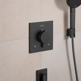 Sprchová a vanová baterie Hansgrohe Ecostat Comfort E bez podomítkového tělesa kartáčovaný černý chrom 33716340
