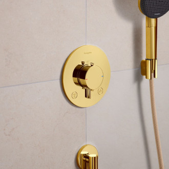 Sprchová a vanová baterie Hansgrohe Ecostat Comfort S bez podomítkového tělesa leštěný vzhled zlata 33718990