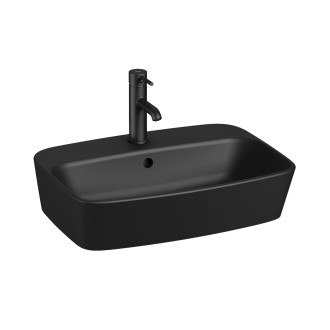 Umyvadlo na desku Jika Lyra Plus 55x40 cm černá mat otvor pro baterii uprostřed H8183827161041