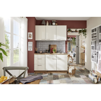 Kuchyňská linka se spotřebiči, dřezem a dřezovou baterií Naturel 150x60x92 cm mat magnoliově bílá 650PKW315019L