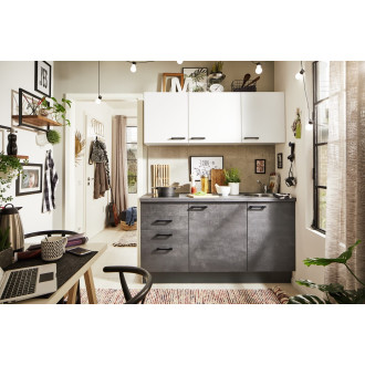 Kuchyňská linka se spotřebiči, dřezem a dřezovou baterií Naturel 160x60x92 cm mat beton grafitově šedá 658PKW316011R
