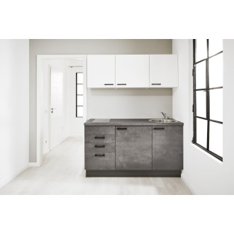 Kuchyňská linka se spotřebiči, dřezem a dřezovou baterií Naturel 160x60x92 cm mat beton grafitově šedá 658PKW316011R