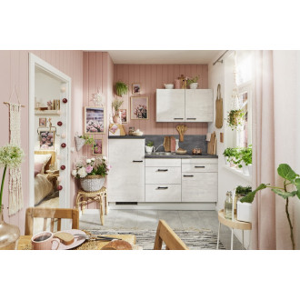Kuchyňská linka se spotřebiči, dřezem a dřezovou baterií Naturel 180x60x92 cm mat beton bílo-šedá 665PKW318019L