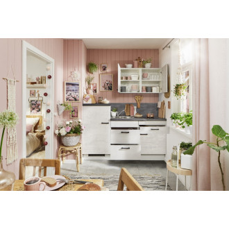 Kuchyňská linka se spotřebiči, dřezem a dřezovou baterií Naturel 180x60x92 cm mat beton bílo-šedá 665PKW318019L