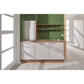 Kuchyňská linka se spotřebiči, dřezem a dřezovou baterií Naturel 180x60x92 cm mat beton bílo-šedá 665PKW518016R