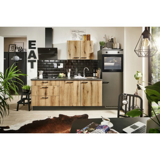 Kuchyňská linka se spotřebiči, dřezem a dřezovou baterií Naturel 260x60x92 cm mat evoke dub 672PKW526012R