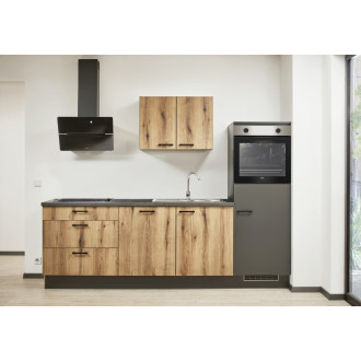 Kuchyňská linka se spotřebiči, dřezem a dřezovou baterií Naturel 260x60x92 cm mat evoke dub 672PKW526012R