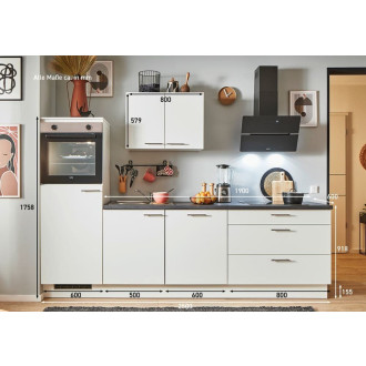Kuchyňská linka se spotřebiči, dřezem a dřezovou baterií Naturel 250x60x92 cm lesk bílá 730PKW5250G1L