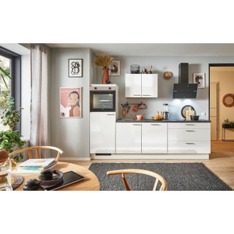 Kuchyňská linka se spotřebiči, dřezem a dřezovou baterií Naturel 260x60x92 cm mat bílá lesklá 503PKW5260G1L