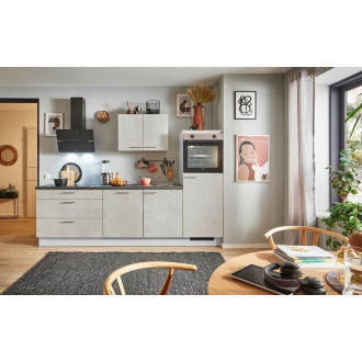 Kuchyňská linka se spotřebiči, dřezem a dřezovou baterií Naturel 250x60x92 cm mat beton bílo-šedá 665PKW5250G1R
