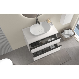 CERANO - Koupelnová skříňka pod umyvadlo s úchytkou Velora - bílá matná, chromová úchytka - 60x49,8x46 cm