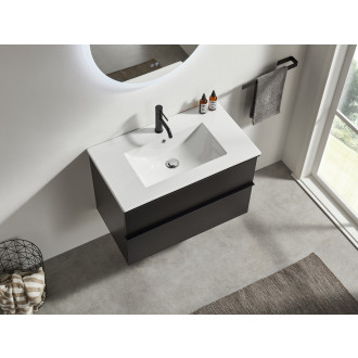 CERANO - Koupelnová skříňka pod umyvadlo s úchytkou Velora - černá matná, chromová úchytka - 60x49,8x46 cm