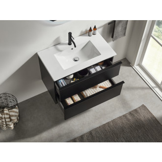 CERANO - Koupelnová skříňka pod umyvadlo s úchytkou Velora - černá matná, chromová úchytka - 70x49,8x46 cm