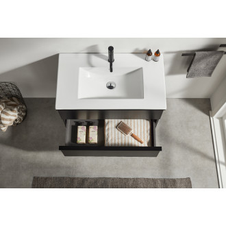 CERANO - Koupelnová skříňka pod umyvadlo s úchytkou Velora - černá matná, chromová úchytka - 80x49,8x46 cm