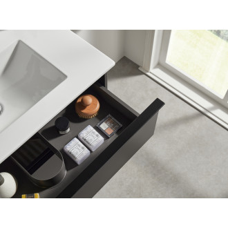 CERANO - Koupelnová skříňka pod umyvadlo s úchytkou Velora - černá matná, zlatá úchytka - 80x49,8x46 cm