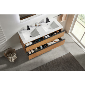 CERANO - Koupelnová skříňka pod umyvadlo s úchytkou Velora - dub medový, chromová úchytka - 120x49,8x45,2 cm