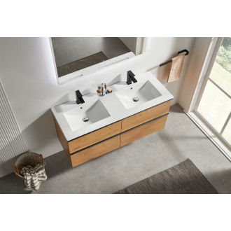 CERANO - Koupelnová skříňka pod umyvadlo s úchytkou Velora - dub medový, zlatá úchytka - 120x49,8x45,2 cm