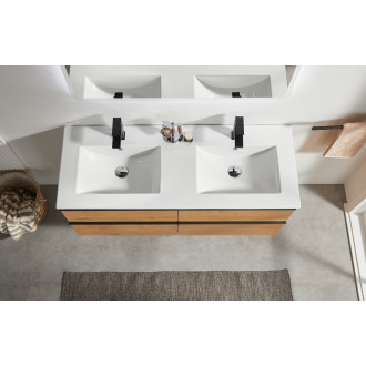 CERANO - Koupelnová skříňka pod umyvadlo s úchytkou Velora - dub medový, zlatá úchytka - 120x49,8x45,2 cm