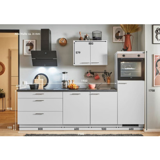 Kuchyňská linka se spotřebiči, dřezem a dřezovou baterií Naturel 250x60x92 cm mat kašmírově šedá 678PKW5250G1R