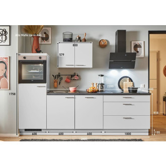 Kuchyňská linka se spotřebiči, dřezem a dřezovou baterií Naturel 280x60x92 cm mat světle šedá 659PKW5280G1L
