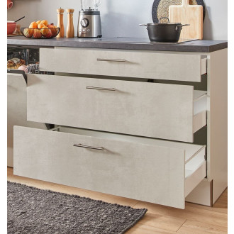 Kuchyňská linka se spotřebiči, dřezem a dřezovou baterií Naturel 270x60x92 cm lesk beton bílo-šedá 665PKW5270G1R