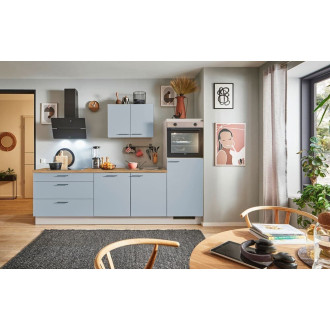 Kuchyňská linka se spotřebiči, dřezem a dřezovou baterií Naturel 270x60x92 cm mat pastelově modrá 668PKW5270G1R