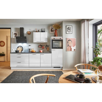 Kuchyňská linka se spotřebiči, dřezem a dřezovou baterií Naturel 280x60x92 cm mat světle šedá lesklá 509PKW5280G1R