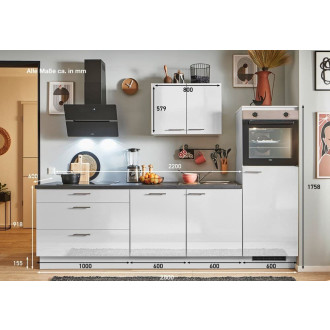 Kuchyňská linka se spotřebiči, dřezem a dřezovou baterií Naturel 280x60x92 cm mat světle šedá lesklá 509PKW5280G1R
