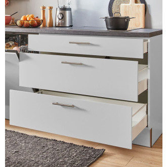 Kuchyňská linka se spotřebiči, dřezem a dřezovou baterií Naturel 280x60x92 cm mat světle šedá lesklá 509PKW5280G1R