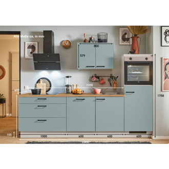 Kuchyňská linka se spotřebiči, dřezem a dřezovou baterií Naturel 280x60x92 cm mat jjordově zelená 667PKW5280G1R