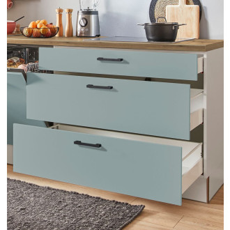 Kuchyňská linka se spotřebiči, dřezem a dřezovou baterií Naturel 280x60x92 cm mat jjordově zelená 667PKW5280G1R