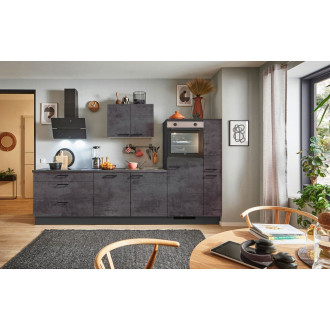 Kuchyňská linka se spotřebiči, dřezem a dřezovou baterií Naturel 310x60x92 cm mat beton grafitově šedá 658PKW5310GSR