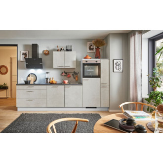 Kuchyňská linka se spotřebiči, dřezem a dřezovou baterií Naturel 310x60x92 cm mat beton bílo-šedá 665PKW5310GSR