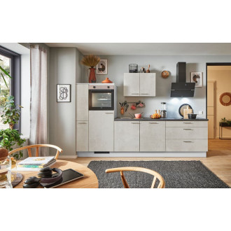 Kuchyňská linka se spotřebiči, dřezem a dřezovou baterií Naturel 280x60x92 cm mat beton bílo-šedá 665PKW5280GAL