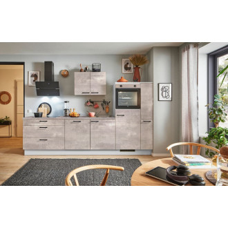 Kuchyňská linka se spotřebiči, dřezem a dřezovou baterií Naturel 290x60x92 cm mat beton perlově šedá 657PKW5290GAR