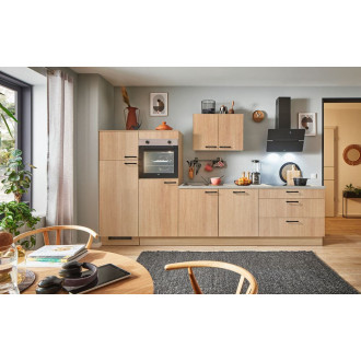Kuchyňská linka se spotřebiči, dřezem a dřezovou baterií Naturel 310x60x92 cm mat dub Aviva 506PKW5310G2L