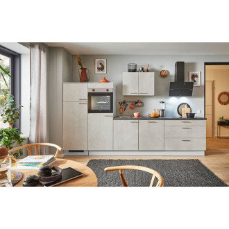 Kuchyňská linka se spotřebiči, dřezem a dřezovou baterií Naturel 310x60x92 cm mat beton bílo-šedá 665PKW5310G2L