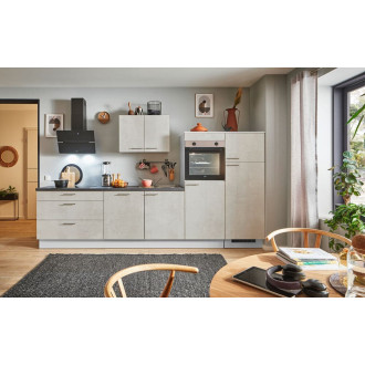 Kuchyňská linka se spotřebiči, dřezem a dřezovou baterií Naturel 310x60x92 cm mat beton bílo-šedá 665PKW5310G2R