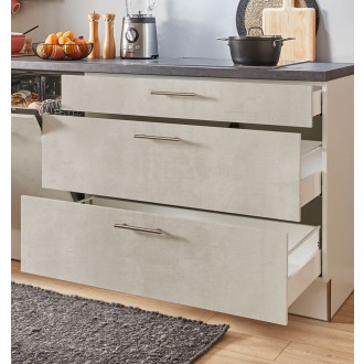 Kuchyňská linka se spotřebiči, dřezem a dřezovou baterií Naturel 310x60x92 cm mat beton bílo-šedá 665PKW5310G2R