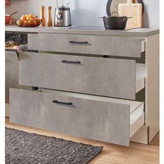 Kuchyňská linka se spotřebiči, dřezem a dřezovou baterií Naturel 320x60x92 cm mat beton perlově šedá 657PKW5320G2L