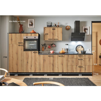 Kuchyňská linka se spotřebiči, dřezem a dřezovou baterií Naturel 320x60x92 cm mat evoke dub 672PKW5320G2L