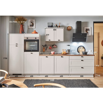 Kuchyňská linka se spotřebiči, dřezem a dřezovou baterií Naturel 320x60x92 cm mat matná kašmírově šedá 680PKW5320G2L