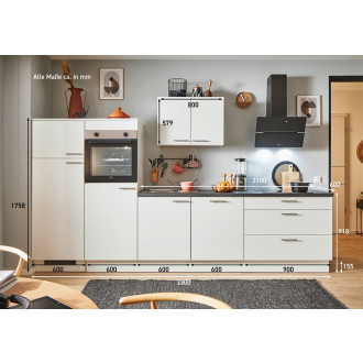 Kuchyňská linka se spotřebiči, dřezem a dřezovou baterií Naturel 330x60x92 cm mat bílá 730PKW5330G2L