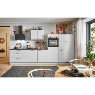 Kuchyňská linka se spotřebiči, dřezem a dřezovou baterií Naturel 350x60x92 cm mat světle šedá 659PKW5350GAR