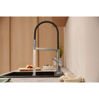 Dřezová baterie Hansgrohe Talis Select M54 PowderSpray s otočným ramínkem, 2 proudy vzhled nerezu 72861800